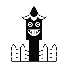 Spooky Fence Post  Vector Face