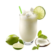 Coconut Lime Slushie Isolated on Transparent Background