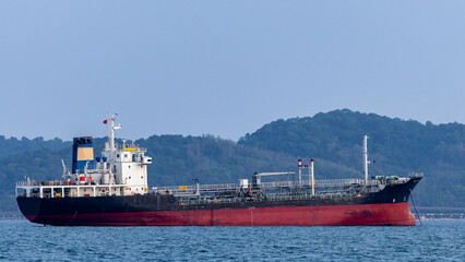 Fototapeta premium Oil product tanker ship freight shiiping oil and gas, Global business freight shipping import export logistic transportation oil product tanker ship, Sea freight oil product tanker ship.