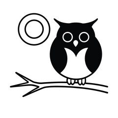 Moonlit Owl Eyes Silhouette Vector