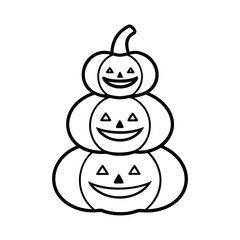 Jack O Lantern Stack Line Art Vector