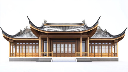 Obraz premium Traditional Chinese architecture with curved roofs and wooden details