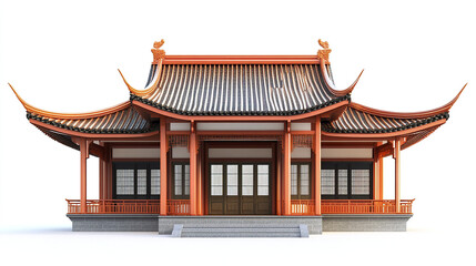 Obraz premium Traditional Chinese house with curved roof and wooden structure