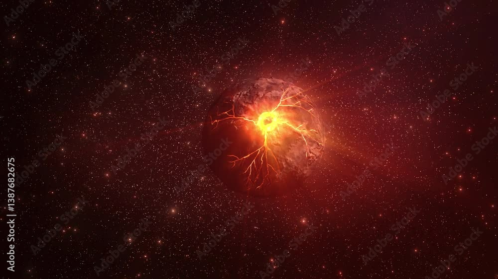 Canvas Prints dying alien planet glowing in deep space, 3d rendering