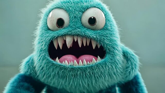 Cute Blue Cartoon Monster Character Vector Illustration for Kids Fun and Halloween