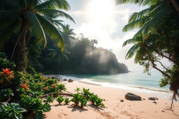 A vibrant and lush tropical rainforest 