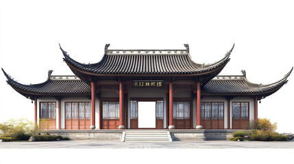 Obraz premium Traditional Chinese architecture with curved roofs and intricate details