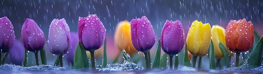Rain-drenched Tulips in Spring