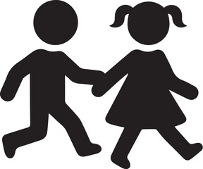 Children silhouette, kid vector.
