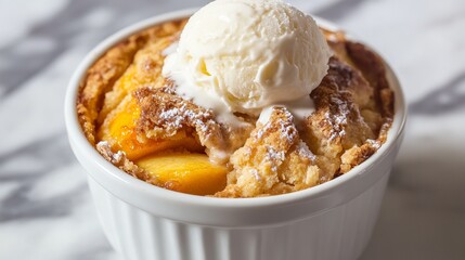 Delicious peach cobbler recipe with vanilla ice cream homemade dessert easy baking summer fruit treat ideas