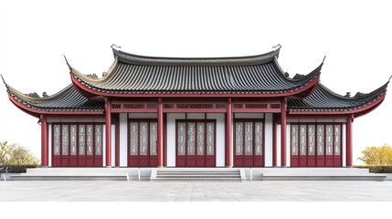 Obraz premium Traditional Chinese architecture with ornate roof and red accents