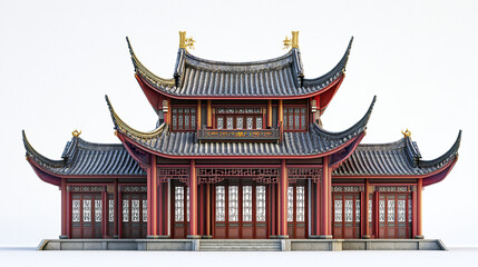 Fototapeta premium Traditional Chinese architecture with ornate details and curved roofs