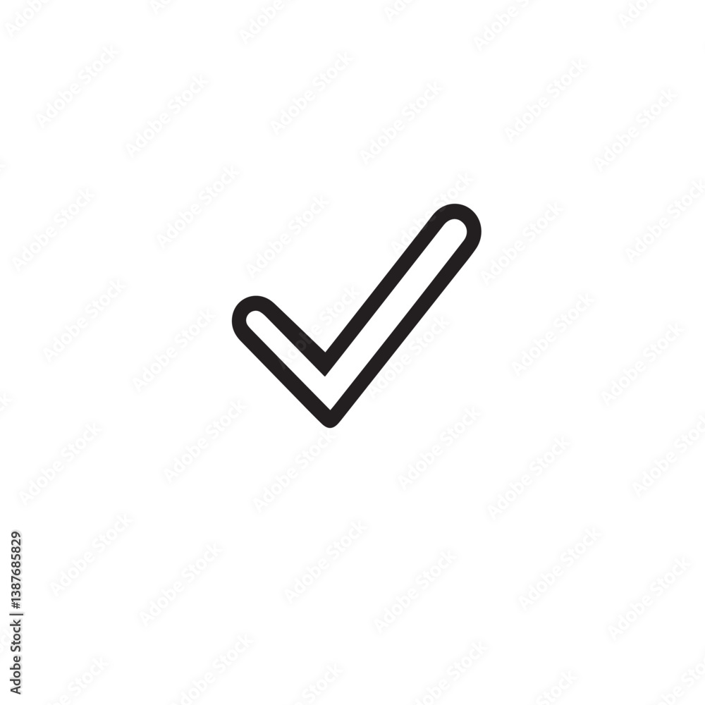 Poster Dark checkmark signifies completion on plain background confirmation