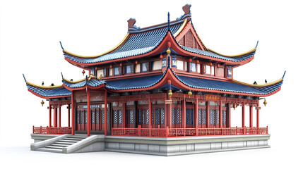 Fototapeta premium Traditional Chinese architecture with vibrant colors and intricate details