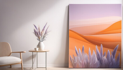 minimalist white canvas featuring soft hues blending from light orange to lavender in a serene composition