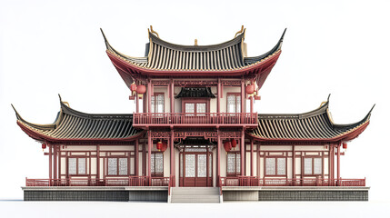 Obraz premium Traditional Chinese architecture with ornate details and red accents