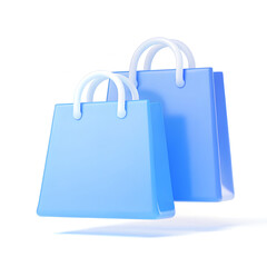 Stylized Shopping Bags in 3D Render, E-commerce Display, Modern Design, Visual Content