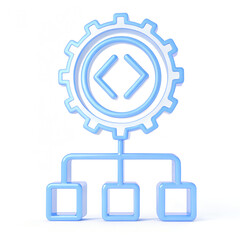 Innovative Gear Symbol, Technology Concept, Digital Art, Minimalist Design, Clean Background