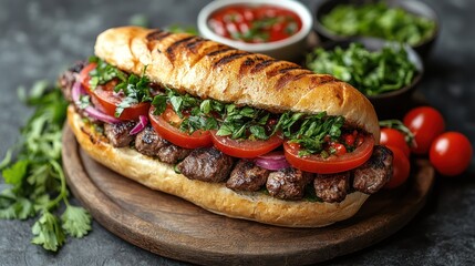 Grilled meat sandwich gourmet food