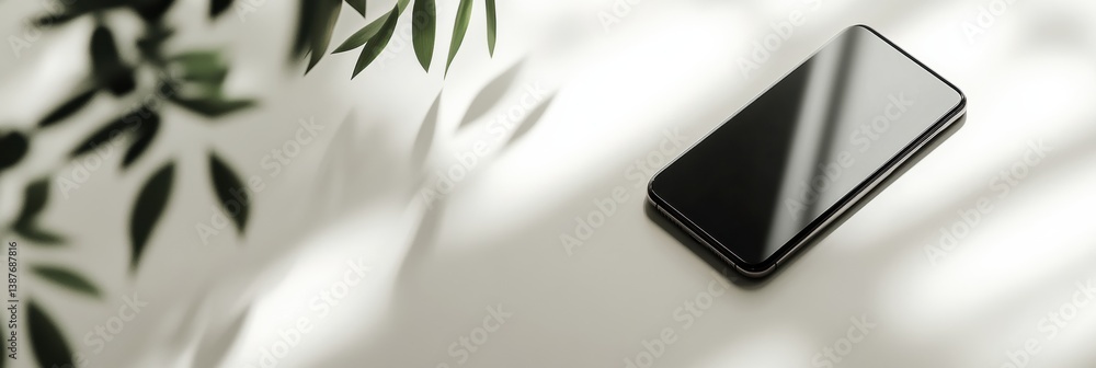Leinwandbilder sleek modern smartphone on a minimal white surface with soft diffused lighting enhancing its design 