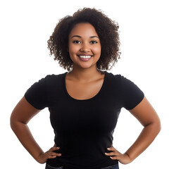 A Woman with a Confident Smile Standing Tall with Her Hands on Her Hips Isolated on Transparent Background