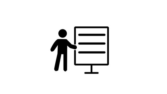 Icon a presentation, isolated against a clean background.presentation board icon animation.