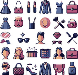 Stylish colorful fashion icon packs vector illustration. Generative AI.