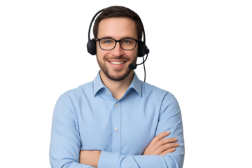 smiling customer service representative with headset