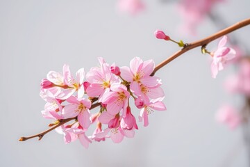 Vibrant freshly bloomed cherry blossom flowers