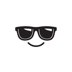 Fototapeta premium Sunglasses emblem smiles in simple isolated graphic design