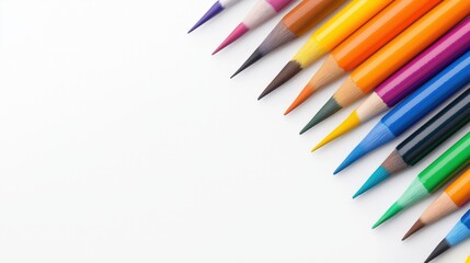 Fototapeta premium Set of vibrant colored pencils with sharpened tips. Perfect for art, back-to-school, education, and creative projects.