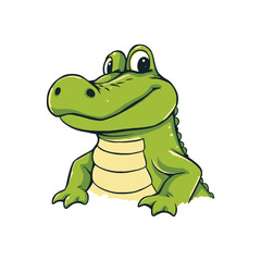 Cartoon Green Alligator with a Big Smile Vector Graphic for Kids Illustrations and Educational Materials About Reptiles and Wildlife