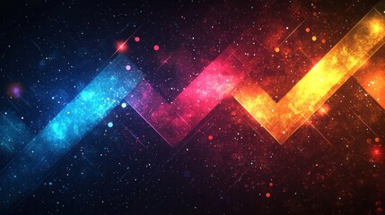A colorful, starry background with a red and yellow line