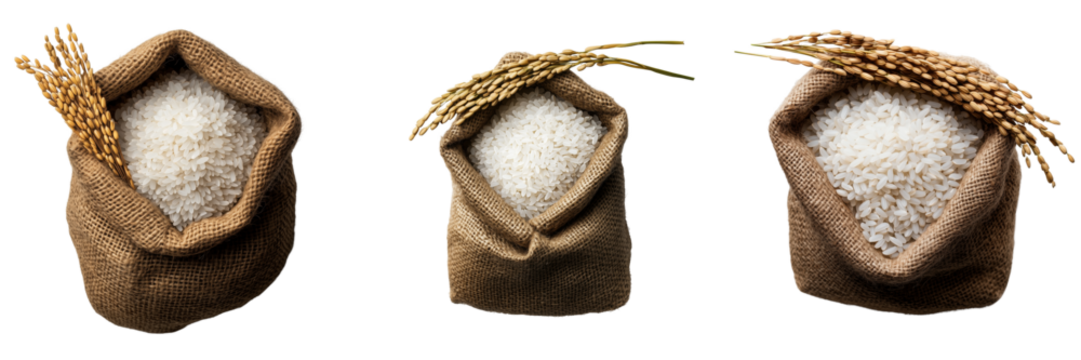 Harvesting rice agricultural field food photography rural setting on transparent background