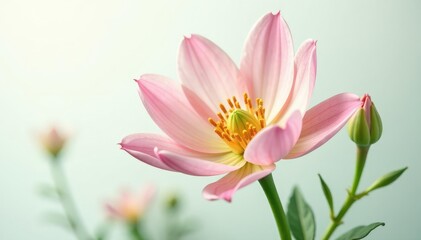 Naklejka premium Delicate flower with intricate petals isolated on white background, closeup, greenery, flowers