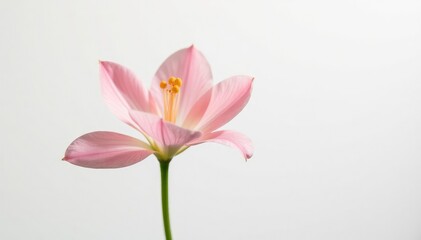 Fototapeta premium Delicate flower with soft petals on a white background, bloom, garden, delicate