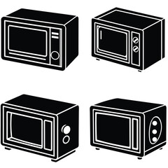 Fototapeta premium Microwave Vector Shilhouette Bundle Set Collection