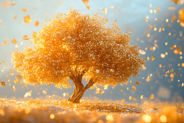 Gold tree, Stacking gold coins and money bag of tree with growing put on the wood on the morning sunlight, Saving money and loan for business investment concept.	