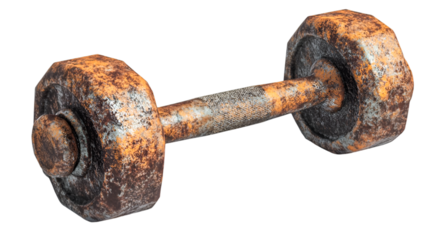 Rusty dumbbell a forgotten workout tool showing age and time