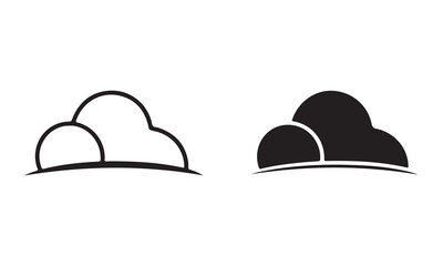 Minimal Cloud Dome Icon in Outline and Solid Style – Vector Symbol for Weather, Landscape, or Nature Concepts