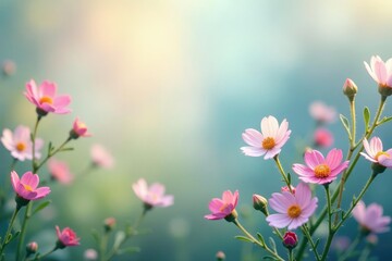 Obraz premium Delicate wildflowers & vines, pastel palette, soft focus, nature, delicate, texture