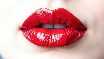 Obraz premium Dramatic red lip swatch against stark white backdrop , product shot, simple, isolated