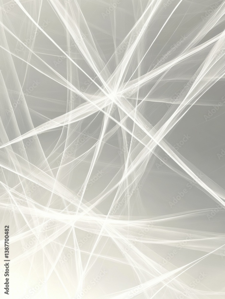 Leinwandbilder Sleek geometric pattern of white lines on soft gray background creating a minimalist digital art piece with a smooth aesthetic appeal