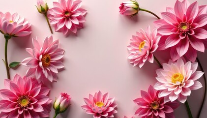 Elegant dahlia blossoms, repeating motif, soft hues , dahlia, print