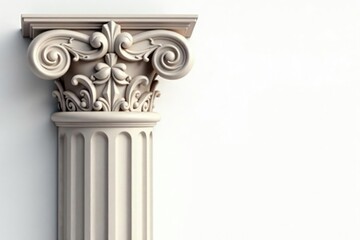 Obraz premium Elegant Roman column detail against pure white backdrop, simple, history