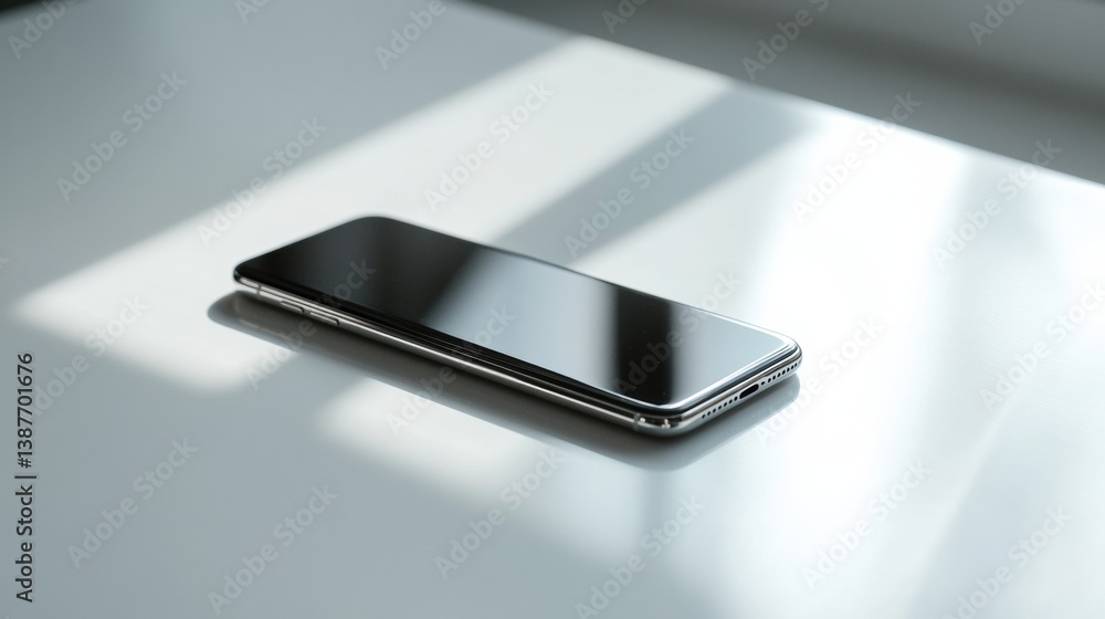 Leinwandbilder sleek modern smartphone on a clean white surface with soft diffused light and minimalist design appe