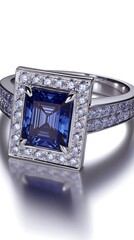Square Sapphire Ring, Studio Shot