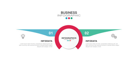 Vector Infographic label design template with icons and 2 options or steps.