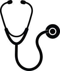 Stethoscope Silhouette Vector & Medical Equipment Icon