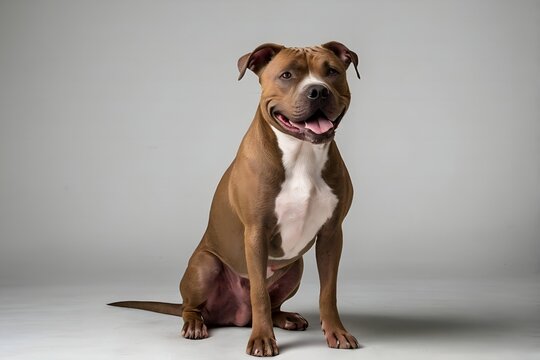 American Staffordshire Terrier Dog isolated on white,AI generated.